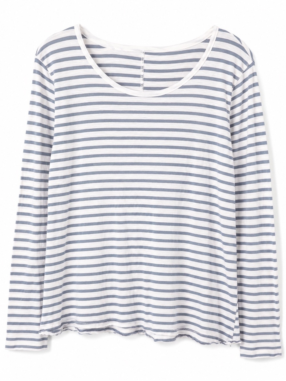 Madewell Whisper Cotton Long Sleeve Striped Tee Gray Blue White Size Small